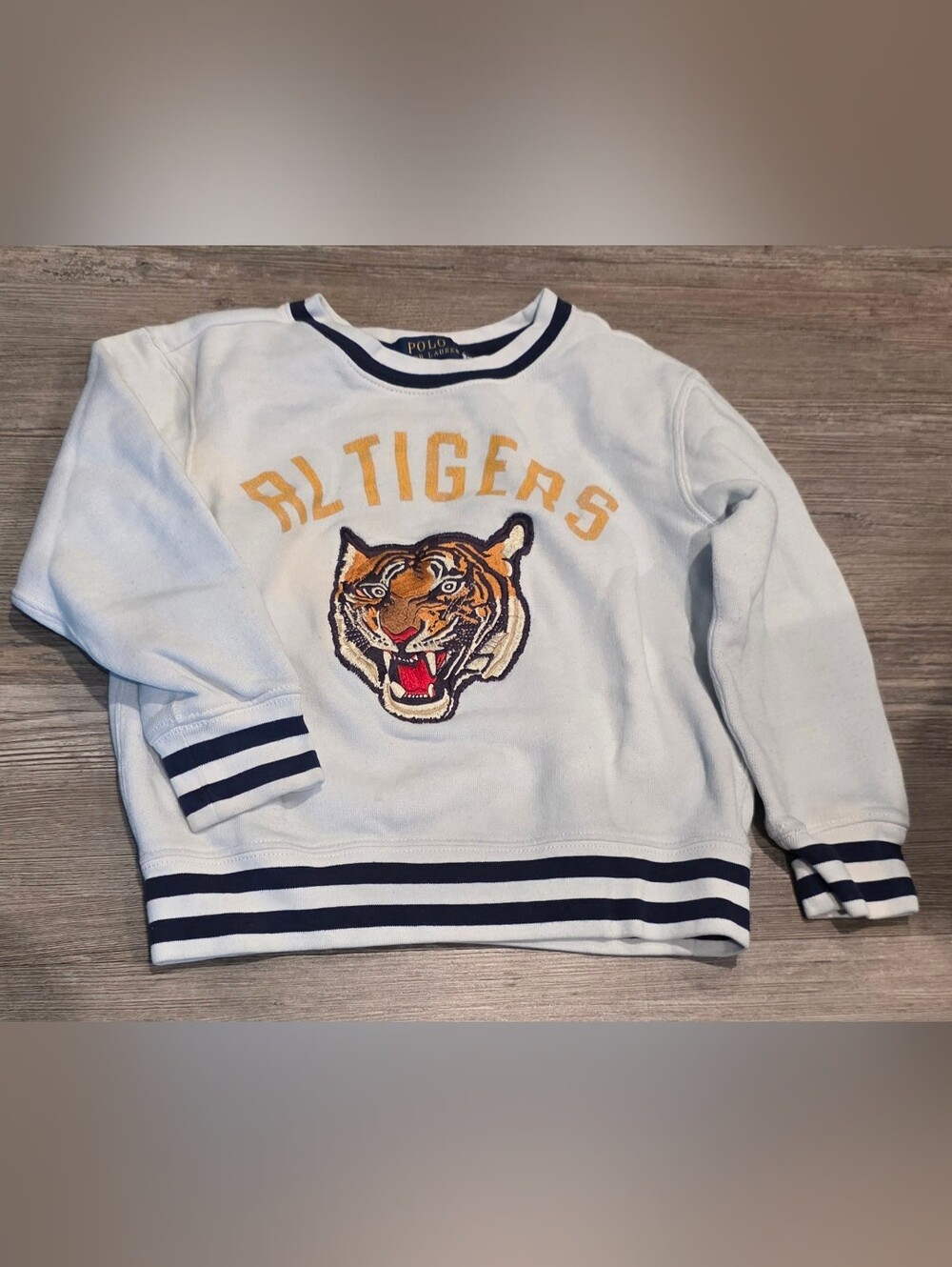 Polo by Ralph Lauren Light Blue RL Tigers Embroidered Tiger Sweatshirt - Kids 4T